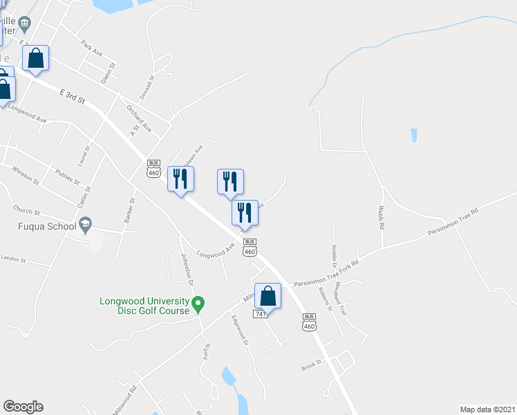map of restaurants, bars, coffee shops, grocery stores, and more near 301 Sunchase Boulevard in Farmville