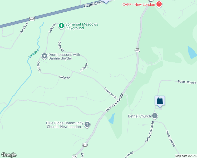 map of restaurants, bars, coffee shops, grocery stores, and more near 1263 Somerset Drive in Forest