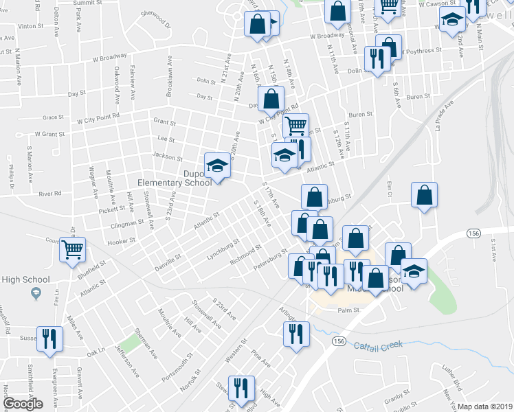 map of restaurants, bars, coffee shops, grocery stores, and more near 316 South 18th Avenue in Hopewell
