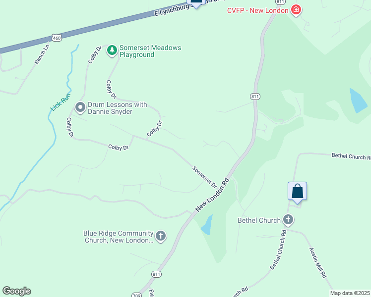 map of restaurants, bars, coffee shops, grocery stores, and more near 1263 Somerset Drive in Forest
