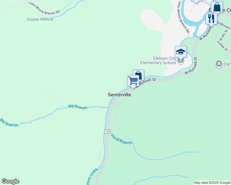map of restaurants, bars, coffee shops, grocery stores, and more near 2B Big Branch Road in Elkhorn City