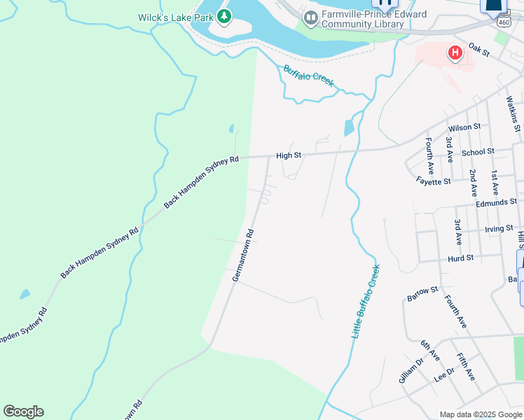 map of restaurants, bars, coffee shops, grocery stores, and more near 302 Germantown Road in Farmville