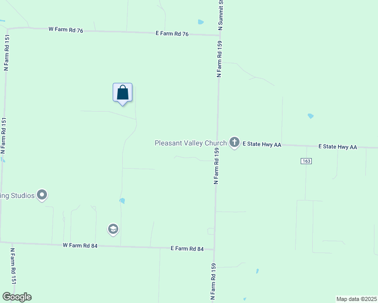 map of restaurants, bars, coffee shops, grocery stores, and more near 5413 North Farm Road 159 in Springfield
