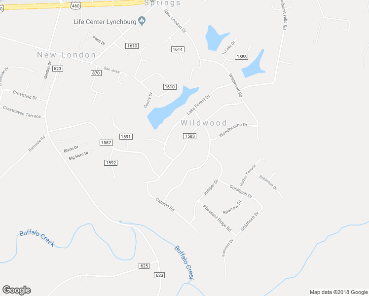 map of restaurants, bars, coffee shops, grocery stores, and more near 375 County Road 1583 in Lynchburg