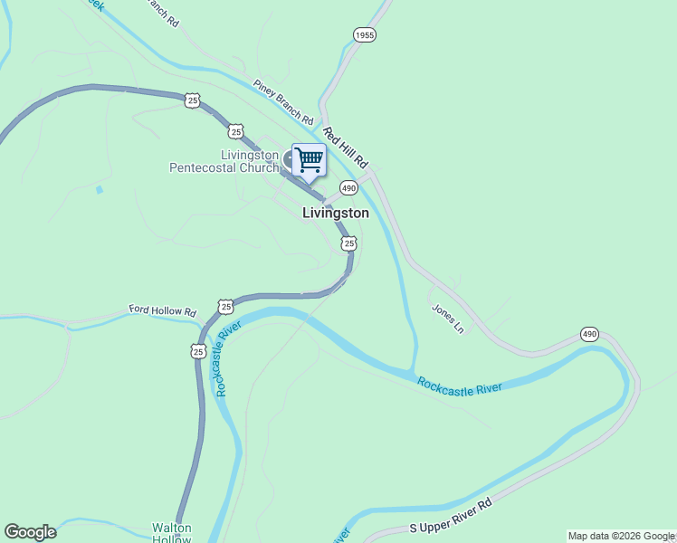 map of restaurants, bars, coffee shops, grocery stores, and more near 265 Black Bear Lick Lane in Livingston