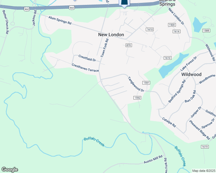map of restaurants, bars, coffee shops, grocery stores, and more near 49 Holly Ridge Court in Evington