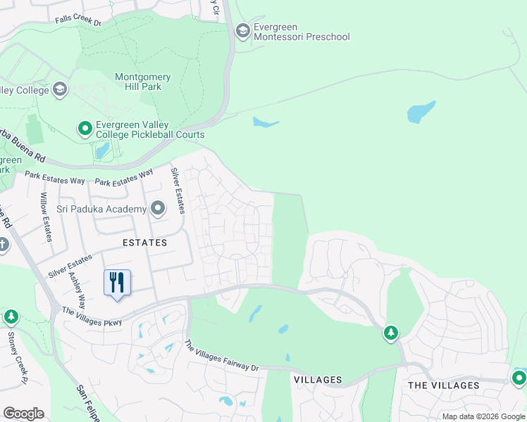 map of restaurants, bars, coffee shops, grocery stores, and more near 5155 Cribari Place in San Jose