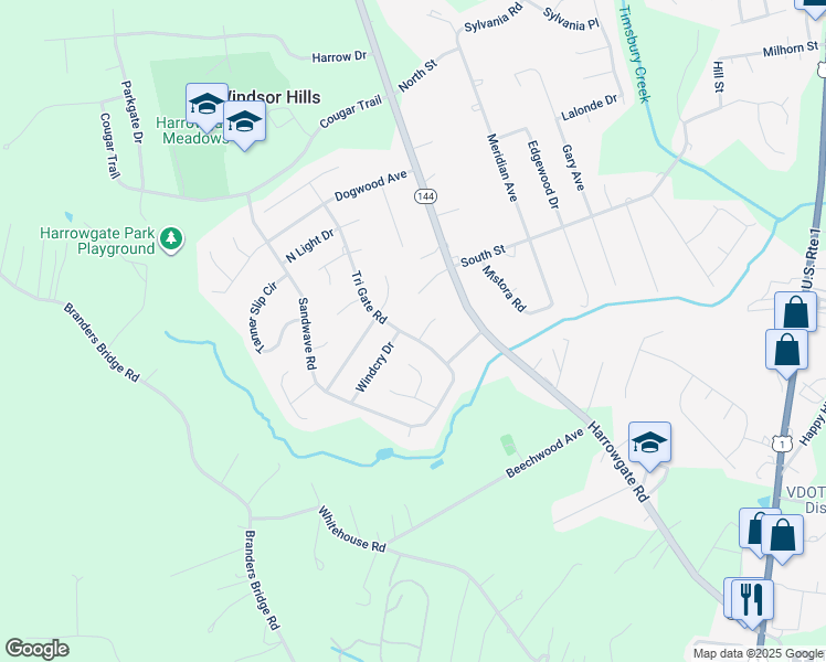 map of restaurants, bars, coffee shops, grocery stores, and more near 16105 Tri Gate Road in Chester