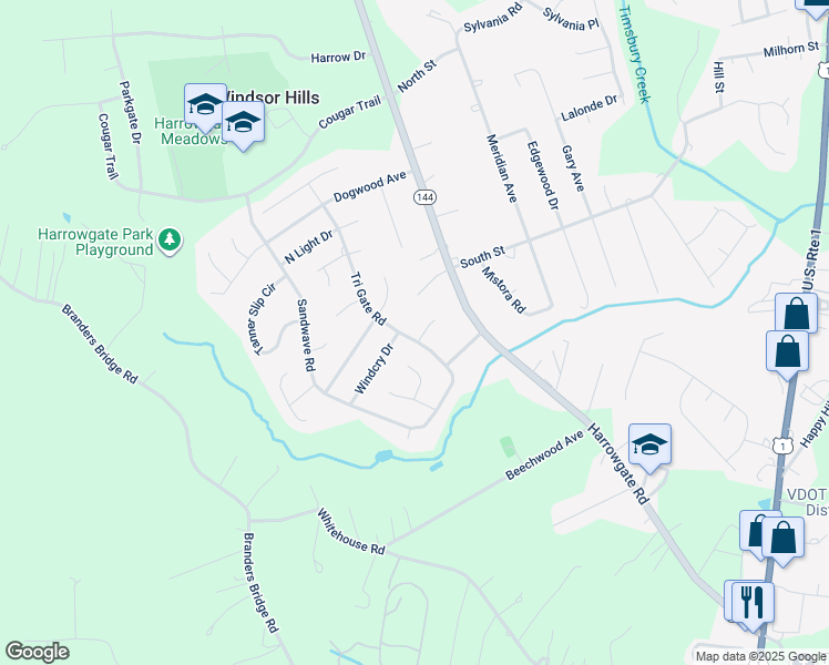 map of restaurants, bars, coffee shops, grocery stores, and more near 16105 Tri Gate Road in Chester