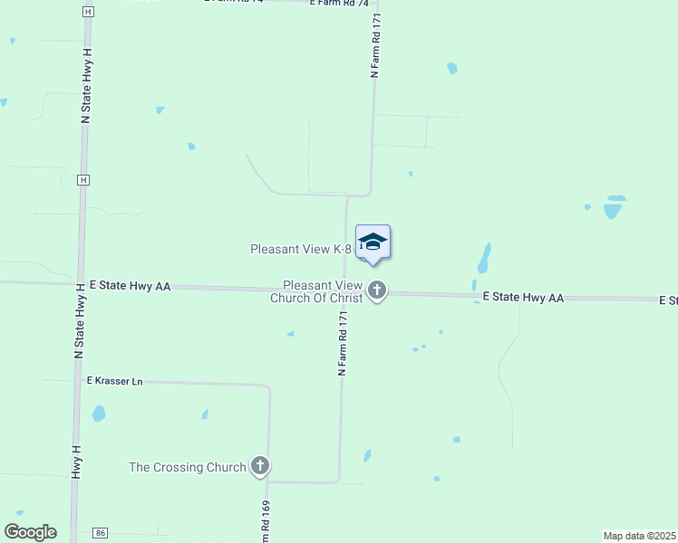 map of restaurants, bars, coffee shops, grocery stores, and more near 5521 North Farm Road 171 in Springfield