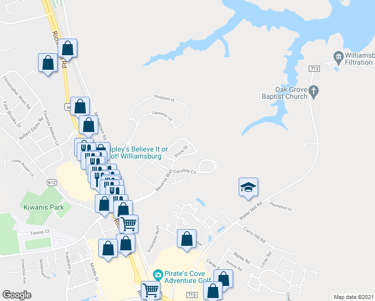 map of restaurants, bars, coffee shops, grocery stores, and more near 122 Price Street in Williamsburg