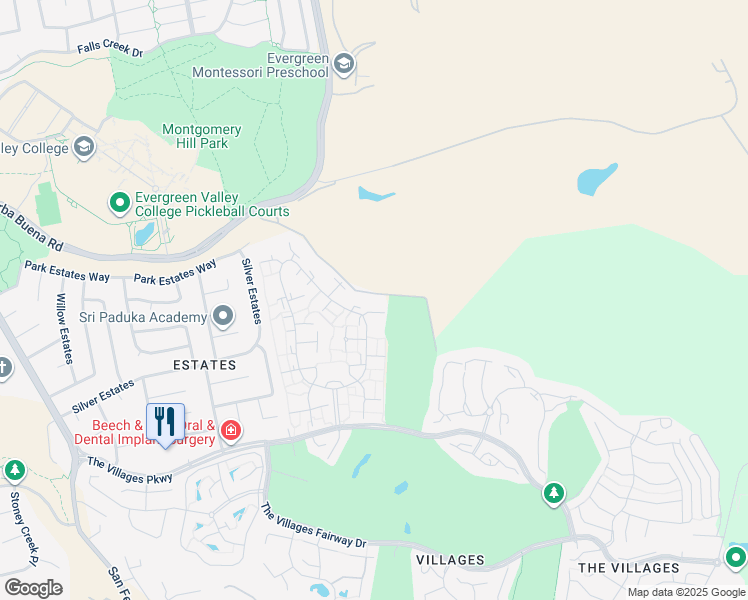 map of restaurants, bars, coffee shops, grocery stores, and more near 5184 Cribari Circle in San Jose