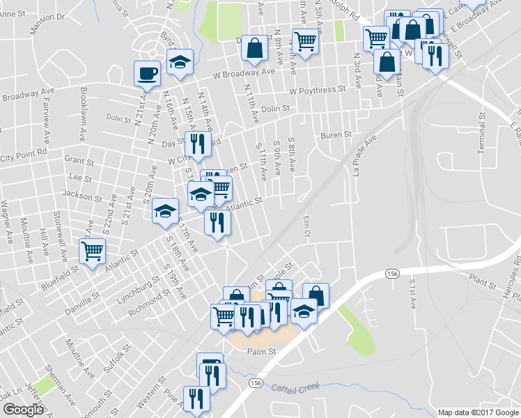 map of restaurants, bars, coffee shops, grocery stores, and more near 324 South 12th Avenue in Hopewell