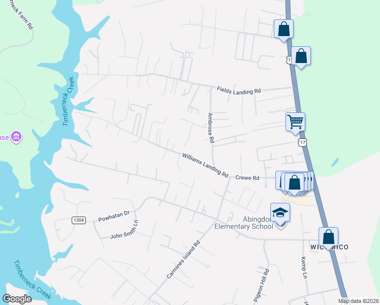 map of restaurants, bars, coffee shops, grocery stores, and more near 3103 Alonza Leo Drive in Gloucester Point