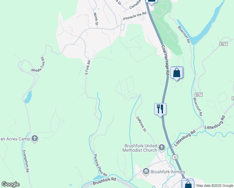 map of restaurants, bars, coffee shops, grocery stores, and more near 143 Left Avenue in Bluefield