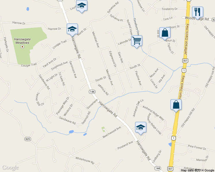 map of restaurants, bars, coffee shops, grocery stores, and more near 3400 Celanco Court in Chester