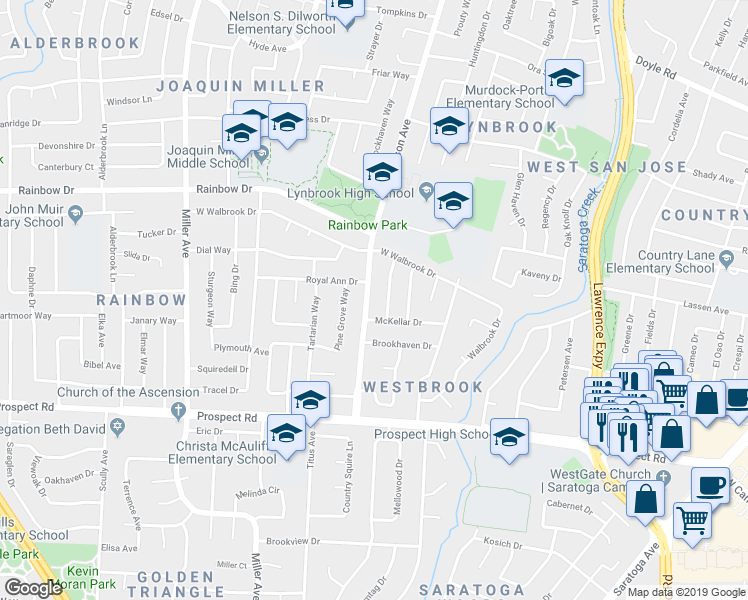 map of restaurants, bars, coffee shops, grocery stores, and more near 1428 Johnson Avenue in San Jose