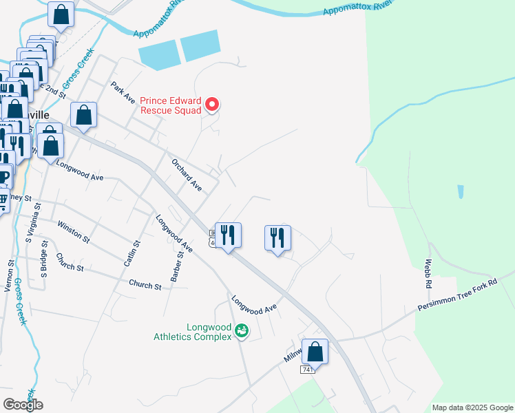map of restaurants, bars, coffee shops, grocery stores, and more near 230 Hylawn Avenue in Farmville
