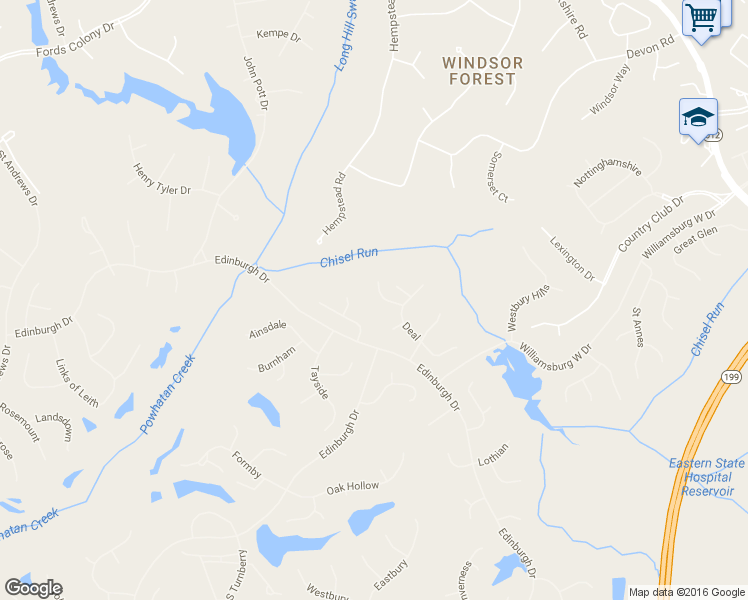 map of restaurants, bars, coffee shops, grocery stores, and more near 105 Brancaster in Williamsburg