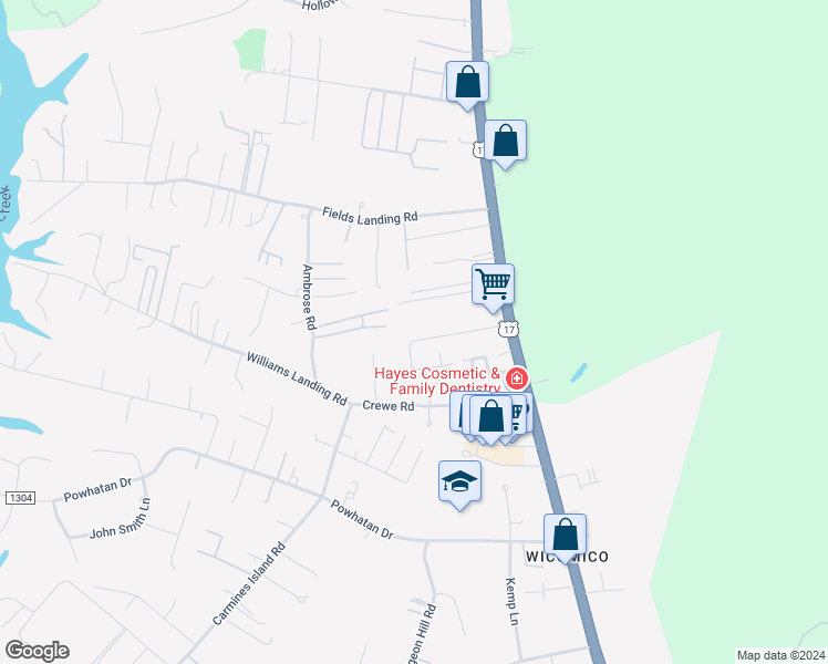 map of restaurants, bars, coffee shops, grocery stores, and more near 6928 Colemans Crossing Avenue in Gloucester Point