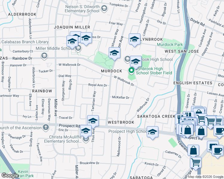 map of restaurants, bars, coffee shops, grocery stores, and more near 1428 Johnson Avenue in San Jose