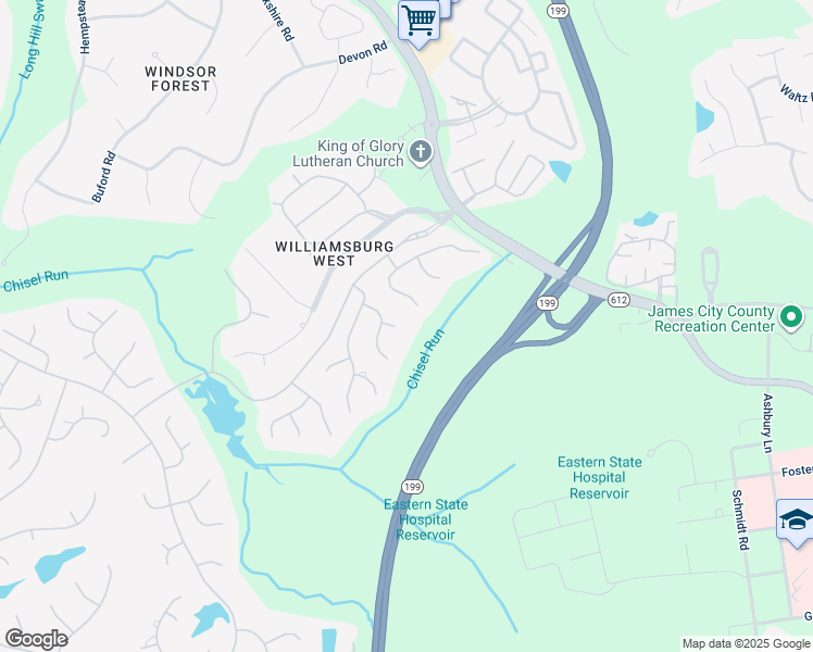 map of restaurants, bars, coffee shops, grocery stores, and more near 105 Dundee in Williamsburg