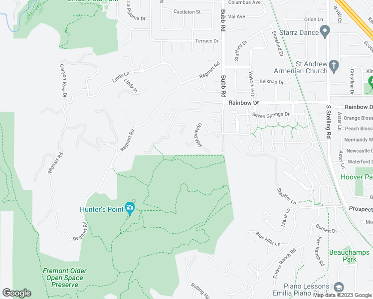 map of restaurants, bars, coffee shops, grocery stores, and more near 11841 Upland Way in Cupertino