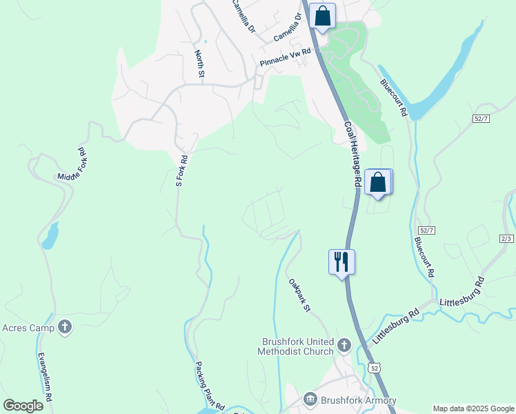 map of restaurants, bars, coffee shops, grocery stores, and more near 105 Middle Avenue in Bluefield