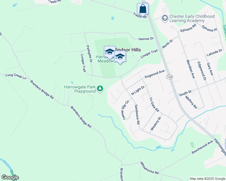 map of restaurants, bars, coffee shops, grocery stores, and more near 15813 Windseeker Court in Chester