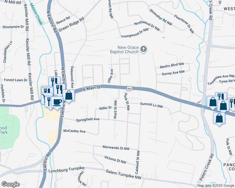 map of restaurants, bars, coffee shops, grocery stores, and more near 17 Ward Street Northwest in Salem