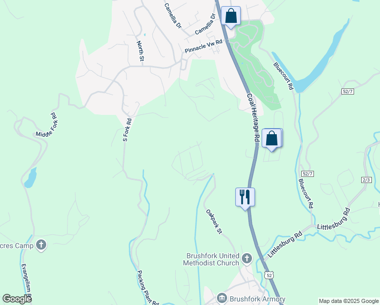 map of restaurants, bars, coffee shops, grocery stores, and more near 105 Middle Avenue in Bluefield