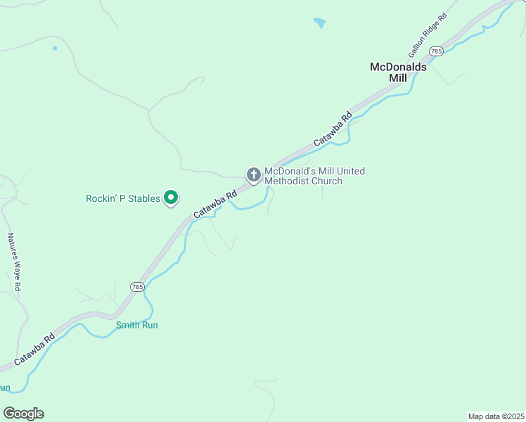 map of restaurants, bars, coffee shops, grocery stores, and more near 3755 Catawba Road in Blacksburg
