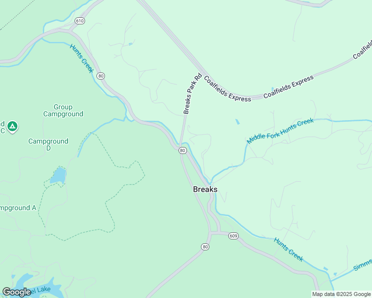 map of restaurants, bars, coffee shops, grocery stores, and more near 2056 Happy Hollow Road in Breaks