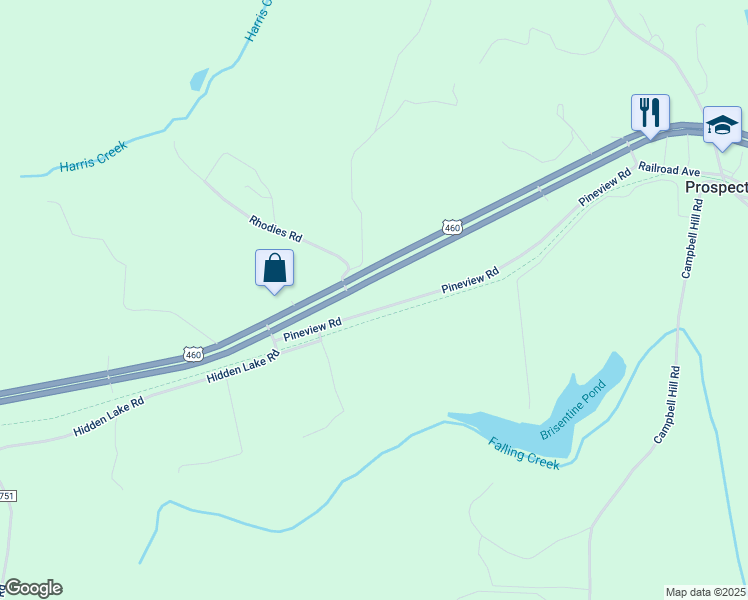 map of restaurants, bars, coffee shops, grocery stores, and more near 263 Pineview Road in Prospect