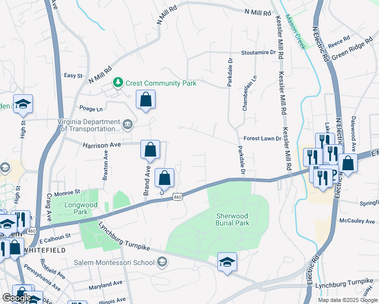 map of restaurants, bars, coffee shops, grocery stores, and more near 1100 Tamarack Lane in Salem