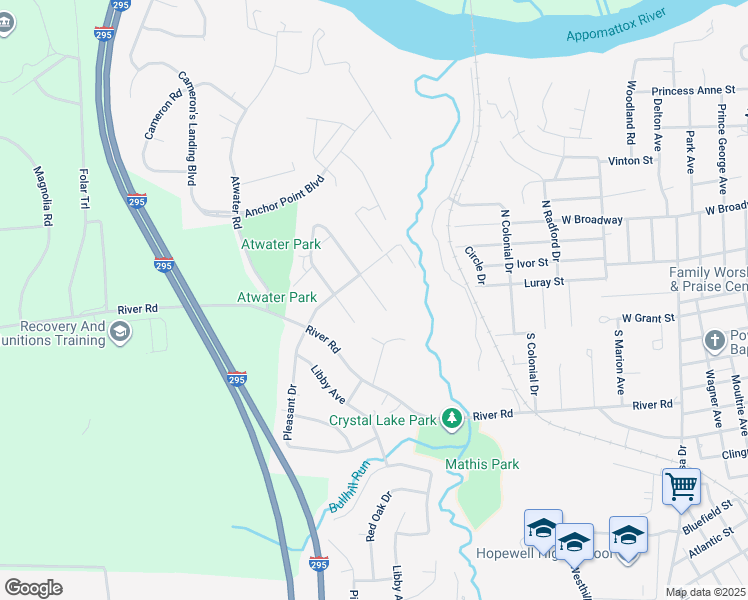 map of restaurants, bars, coffee shops, grocery stores, and more near 3828 Cambridge Place in Hopewell