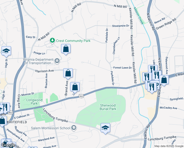 map of restaurants, bars, coffee shops, grocery stores, and more near 1117 Tamarack Lane in Salem