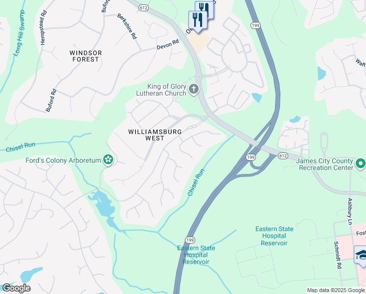 map of restaurants, bars, coffee shops, grocery stores, and more near 114 Great Glen in Williamsburg
