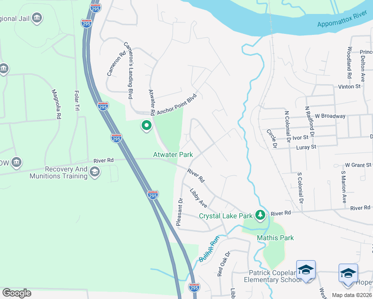 map of restaurants, bars, coffee shops, grocery stores, and more near 103 Oxford Road in Hopewell