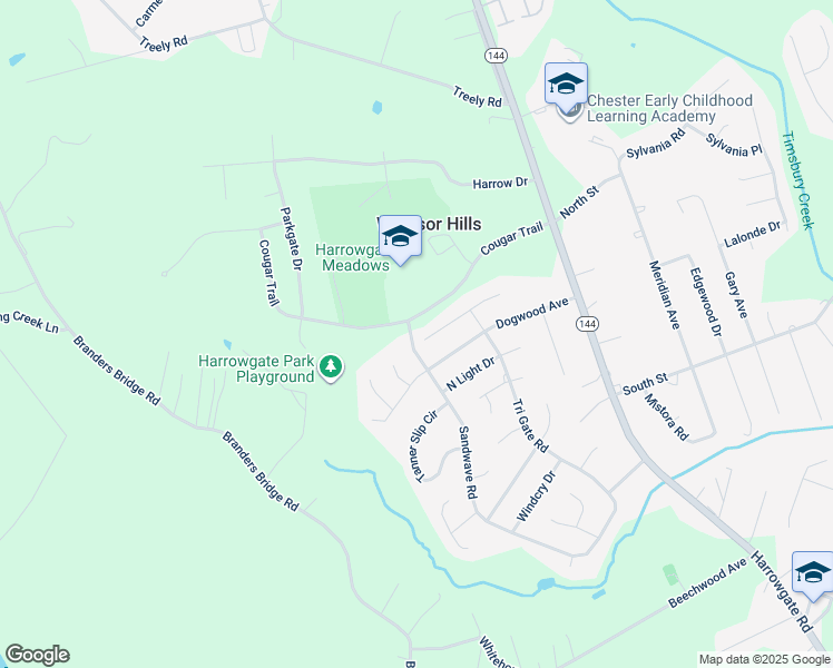 map of restaurants, bars, coffee shops, grocery stores, and more near 15801 Sandwave Road in Chester