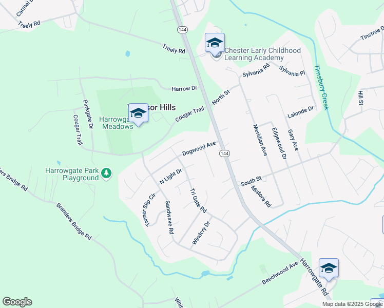 map of restaurants, bars, coffee shops, grocery stores, and more near 3721 Dogwood Avenue in Chester