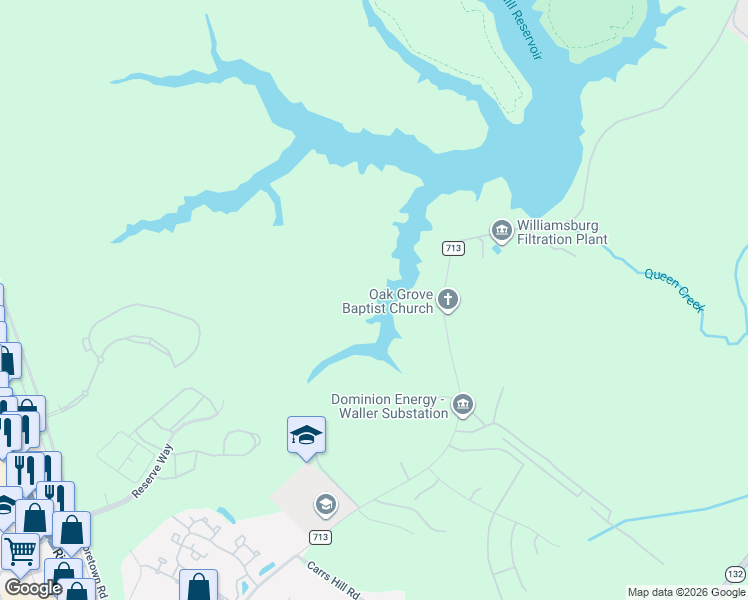 map of restaurants, bars, coffee shops, grocery stores, and more near 547 State Route 713 in Williamsburg