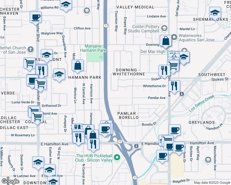 map of restaurants, bars, coffee shops, grocery stores, and more near 930 Ravenscourt Avenue in San Jose