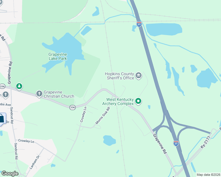 map of restaurants, bars, coffee shops, grocery stores, and more near 2700-2798 Grapevine Road in Madisonville