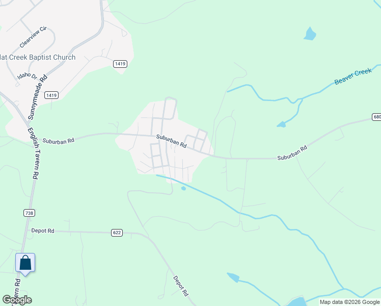 map of restaurants, bars, coffee shops, grocery stores, and more near 2460 Suburban Road in Lynchburg