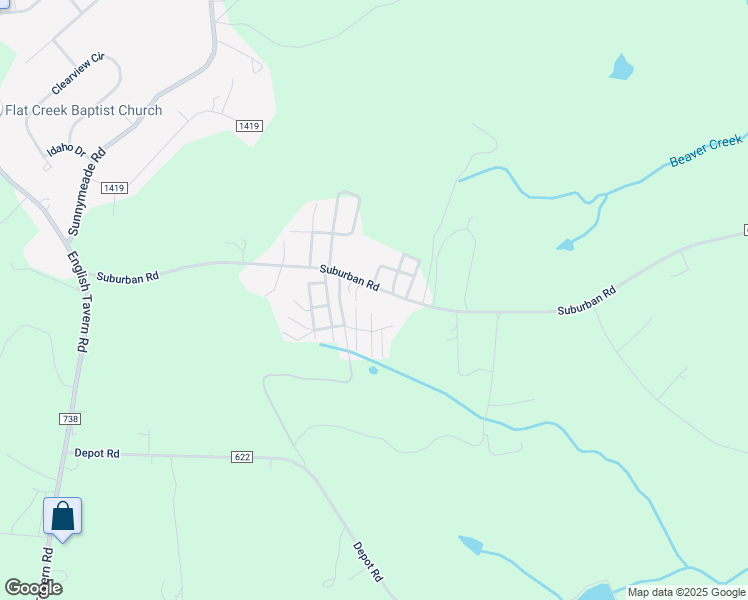 map of restaurants, bars, coffee shops, grocery stores, and more near 2492 Suburban Road in Lynchburg