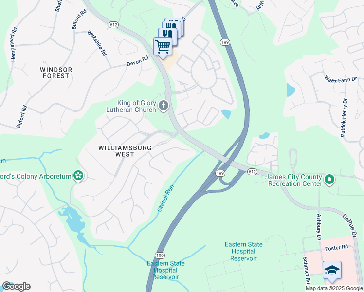map of restaurants, bars, coffee shops, grocery stores, and more near 137 Great Glen in Williamsburg