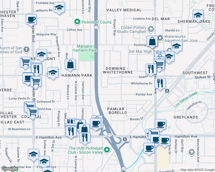 map of restaurants, bars, coffee shops, grocery stores, and more near 930 Ravenscourt Avenue in San Jose