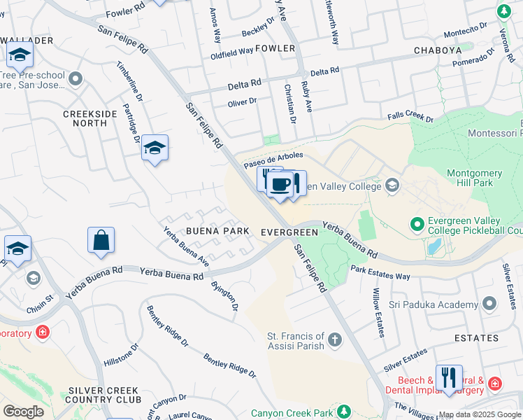 map of restaurants, bars, coffee shops, grocery stores, and more near in San Jose