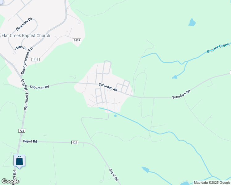 map of restaurants, bars, coffee shops, grocery stores, and more near 2492 Suburban Road in Lynchburg